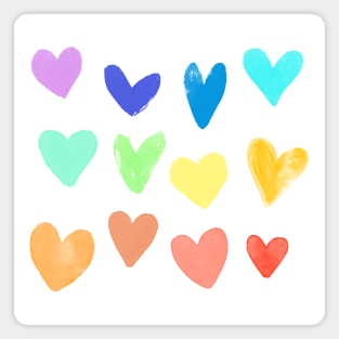 Watercolor Colorful Hearts Magnet